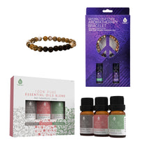 Load image into Gallery viewer, Pursonic Aromatherapy Bliss Bundle: Lava Stone Bracelet + Pure Essential Oils.