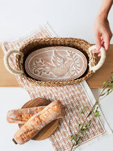 Заредете изображение във визуализатора на галерията – Bread Warmer & Basket Gift Set with Tea Towel - Bird Oval