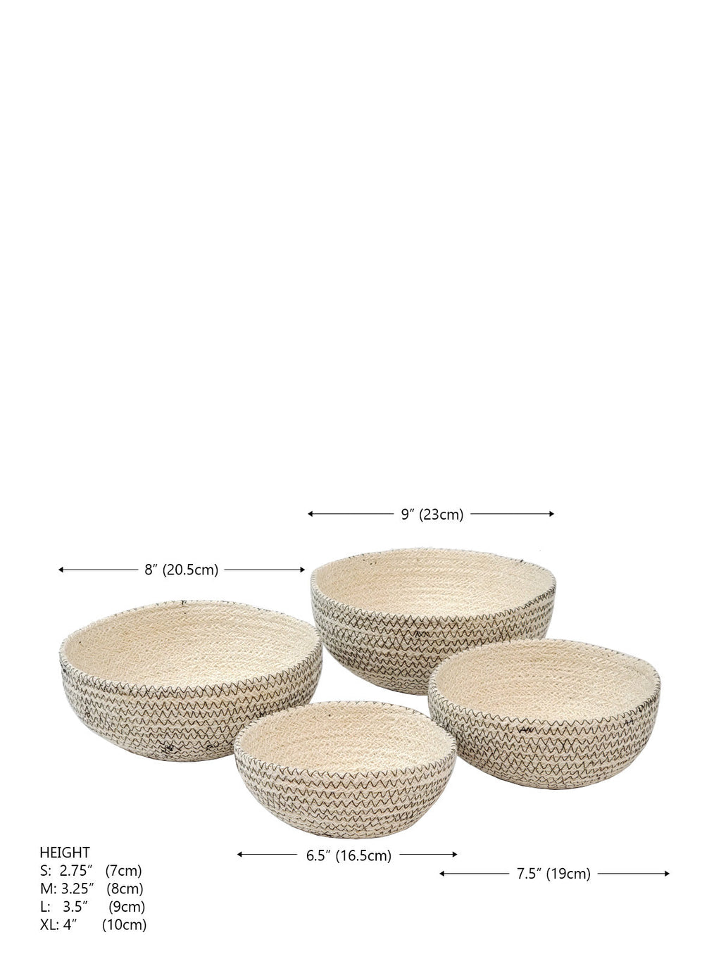 Amari Seagrass Bowl | Black Chevron | Set of 4 | KORISSA