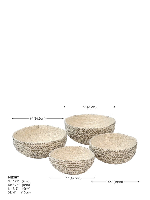 Amari Seagrass Bowl | Black Chevron | Set of 4 | KORISSA