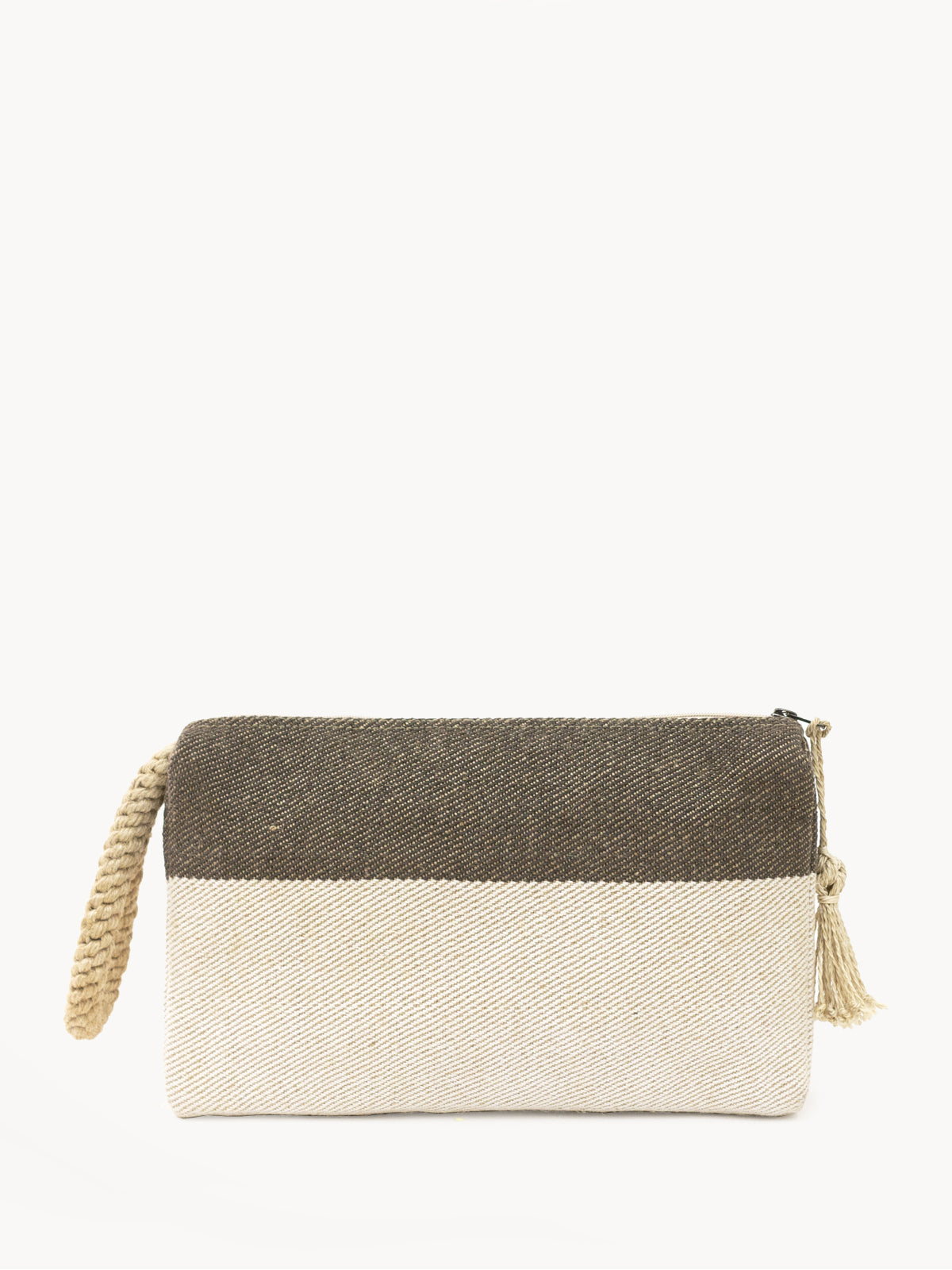 Block A Clutch | Olive & Natural | Cotton Twill | Jute Handle | KORISSA