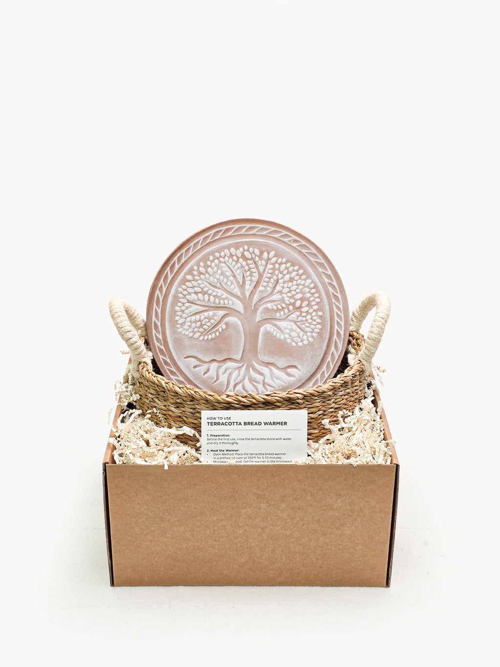 Terracotta Bread Warmer & Seagrass Basket | Tree of Life | KORISSA