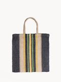 Dora Woven Jute Tote Bag | Multi Navy Stripe | KORISSA