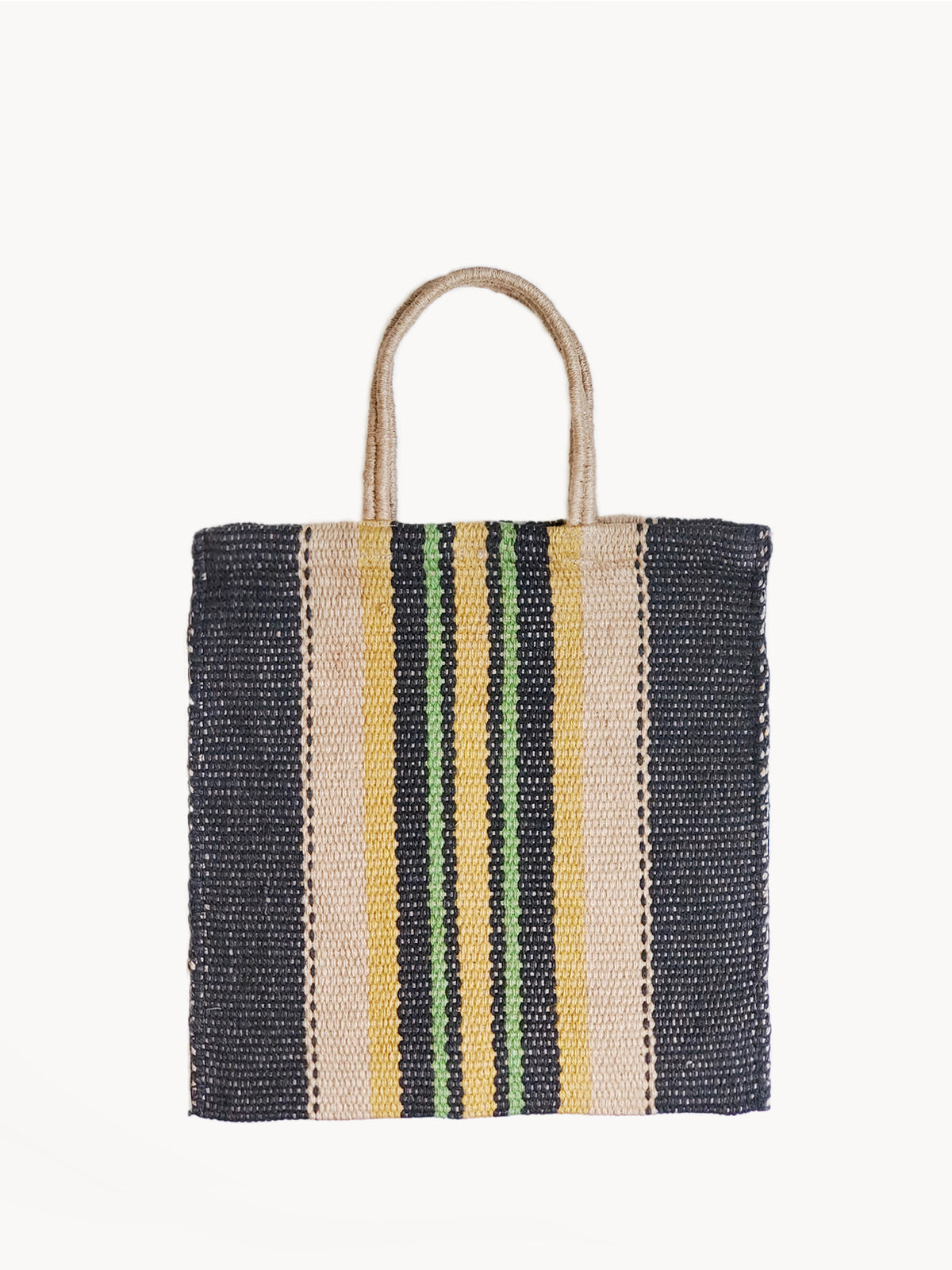 Dora Woven Jute Tote Bag | Multi Navy Stripe | KORISSA