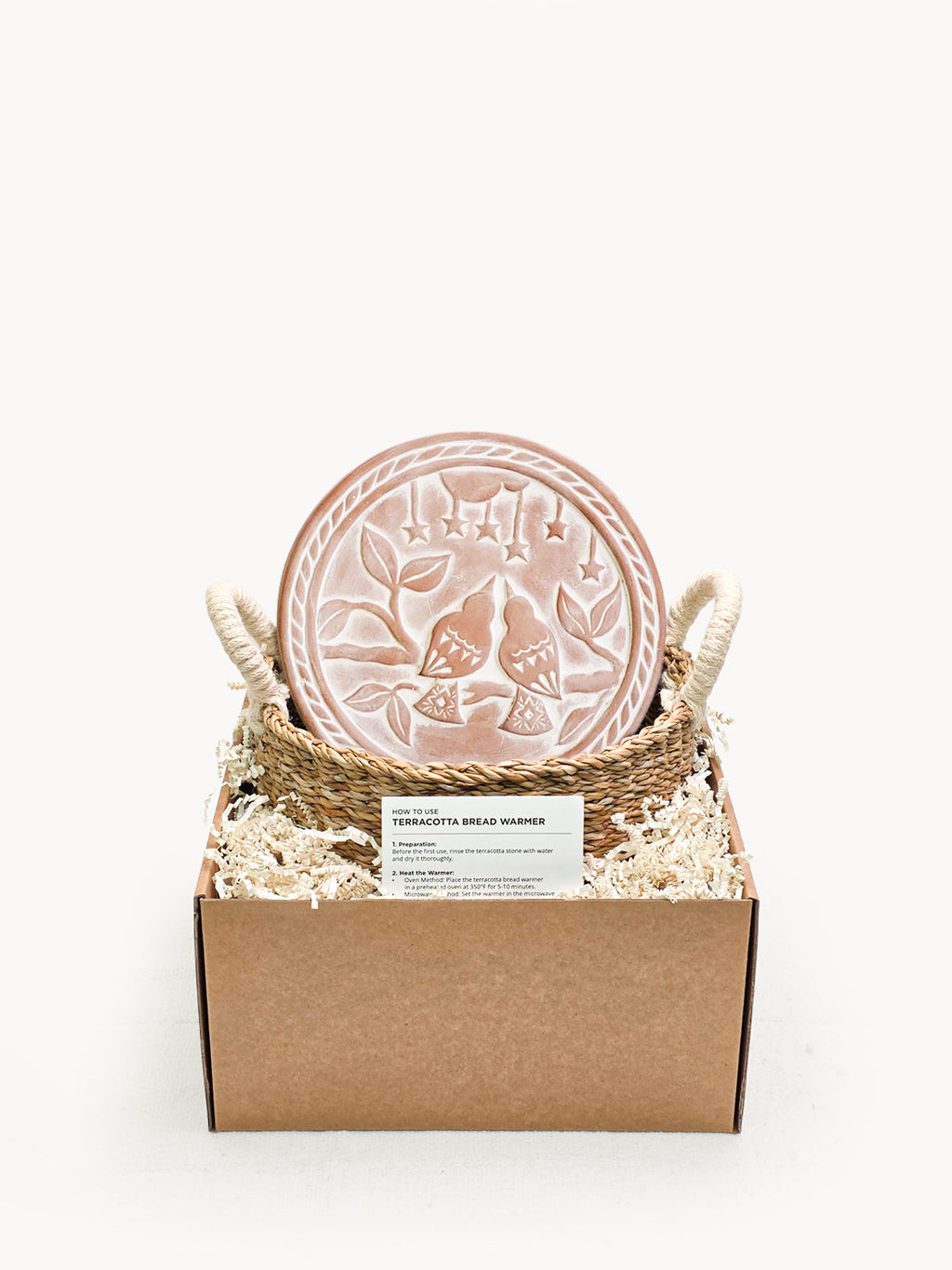 Terracotta Bread Warmer & Seagrass Basket | Lovebirds | KORISSA