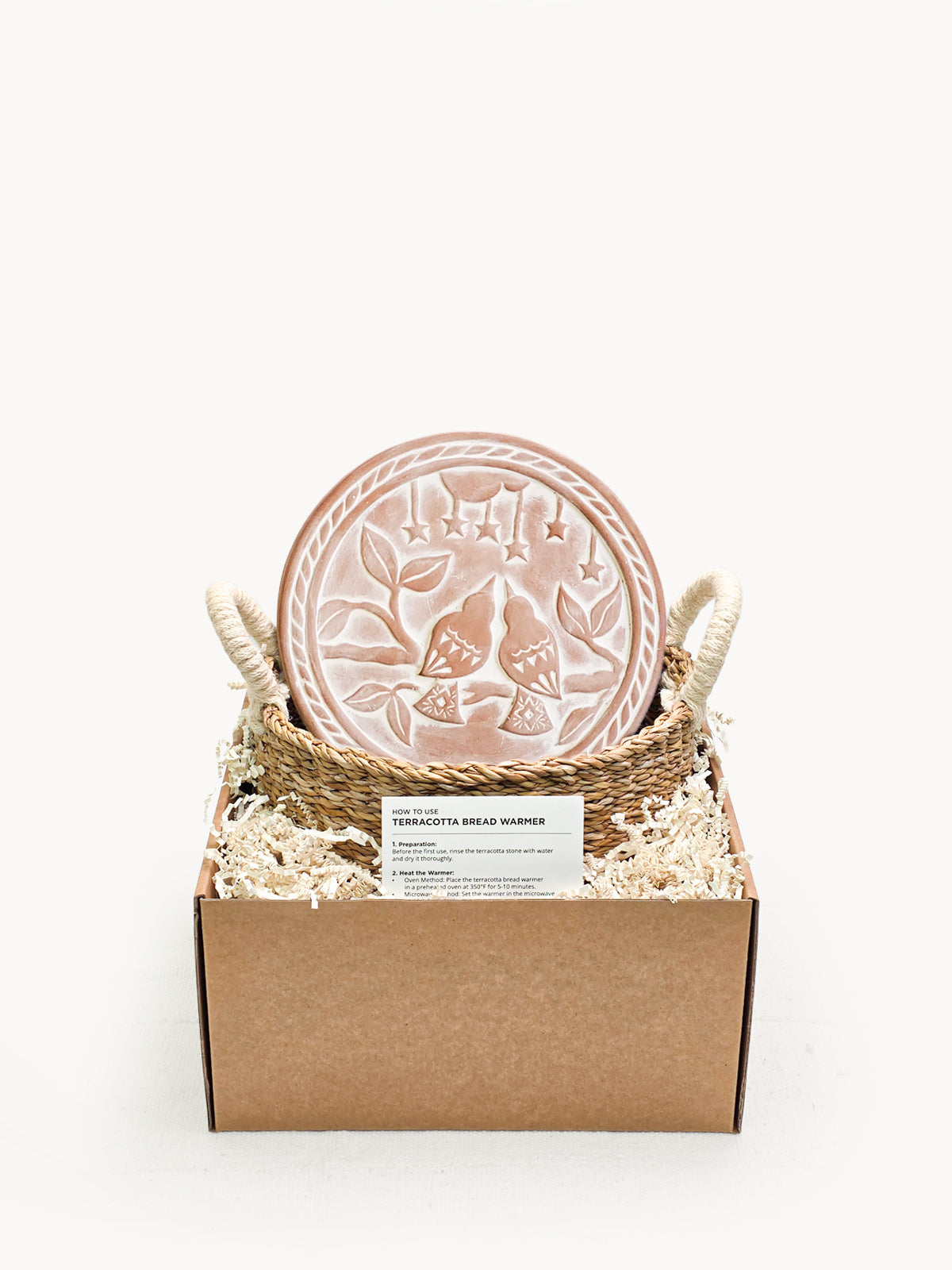 Terracotta Bread Warmer & Seagrass Basket | Lovebirds | KORISSA
