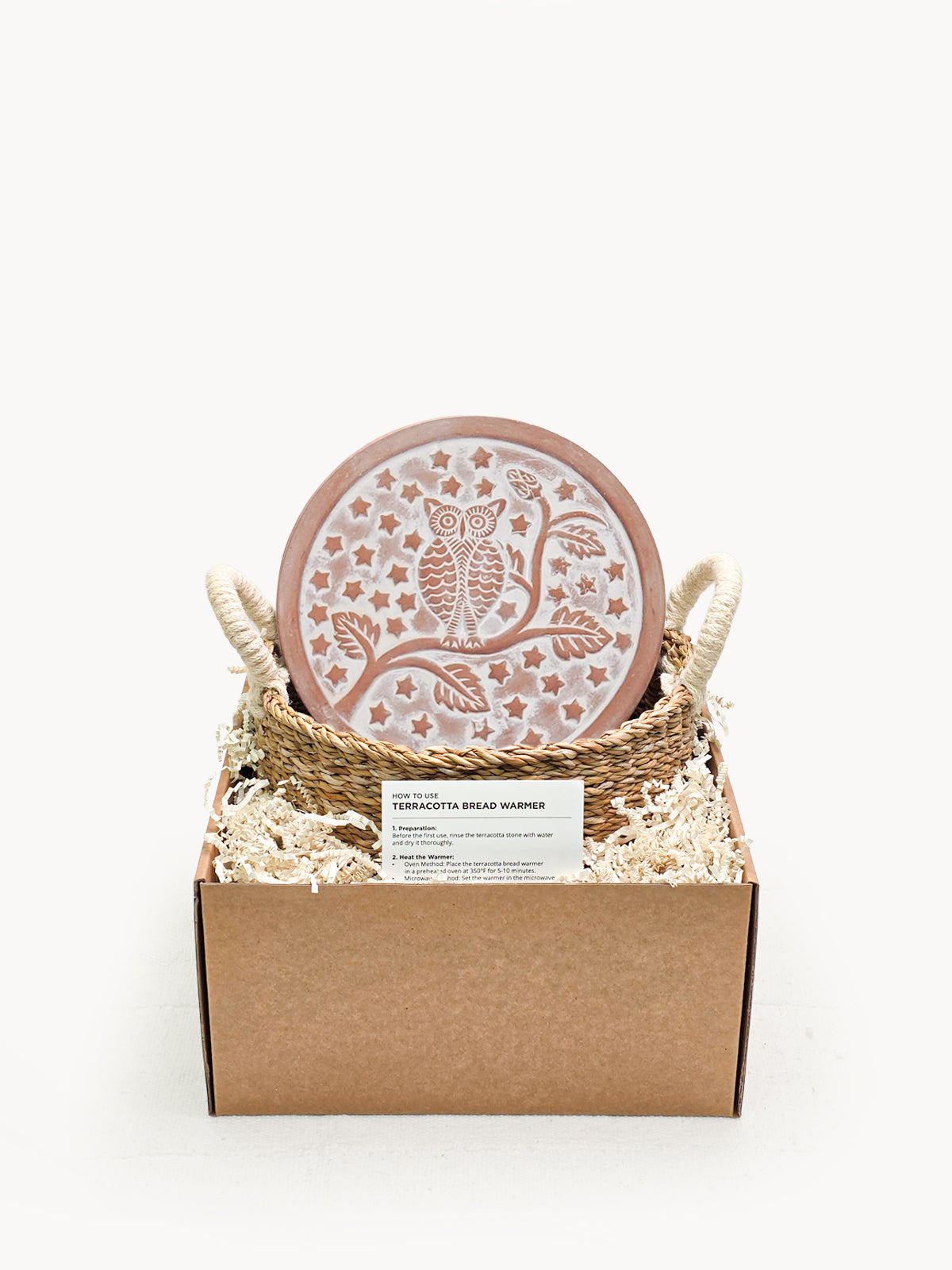 Terracotta Bread Warmer & Seagrass Basket | Owl Round | KORISSA