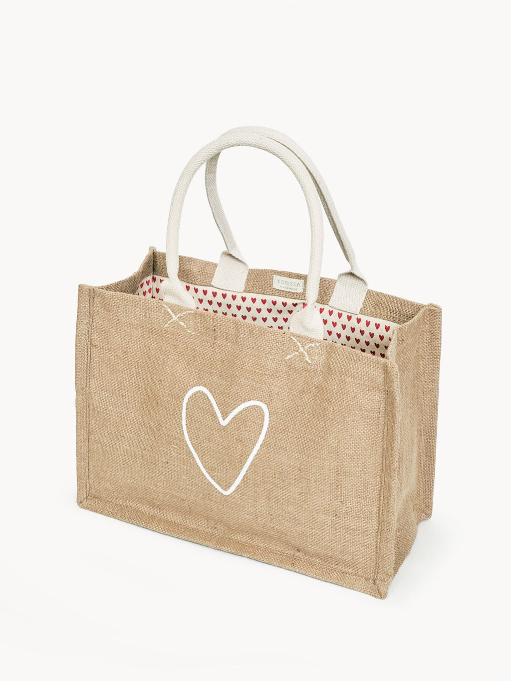 Jute Tote Bag | Love Heart | Medium | KORISSA