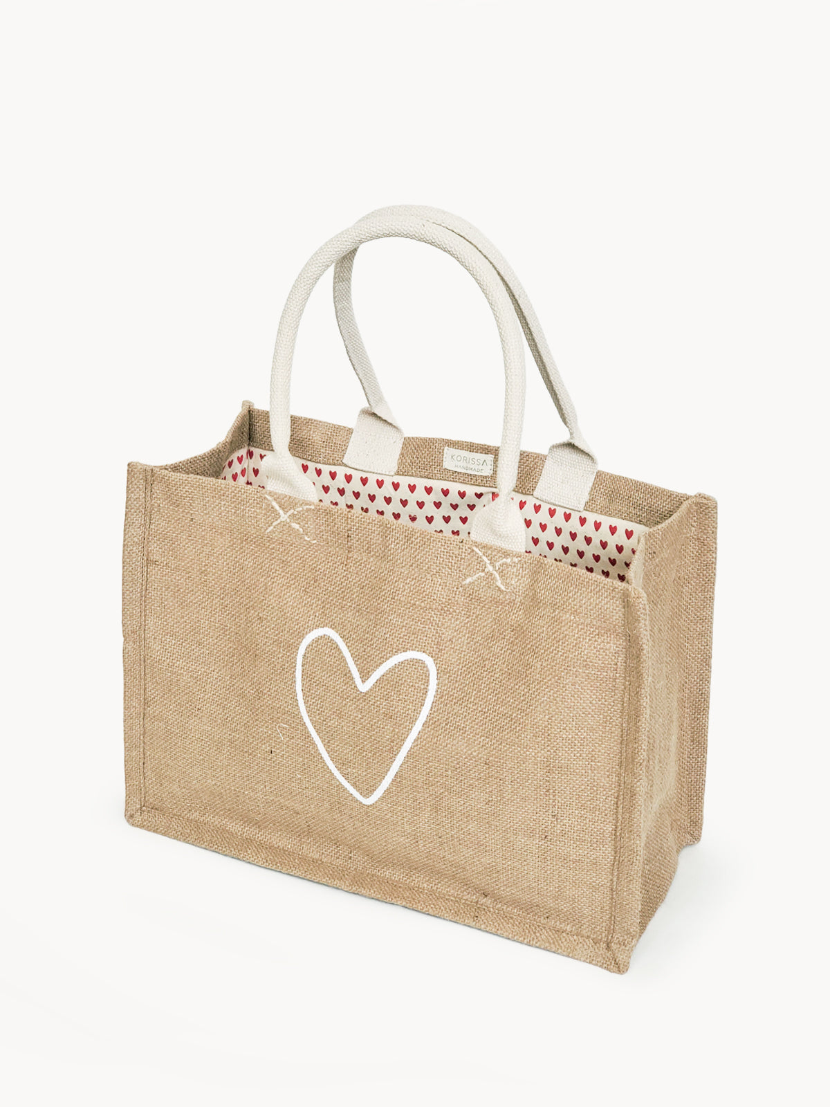 Jute Tote Bag | Love Heart | Medium | KORISSA
