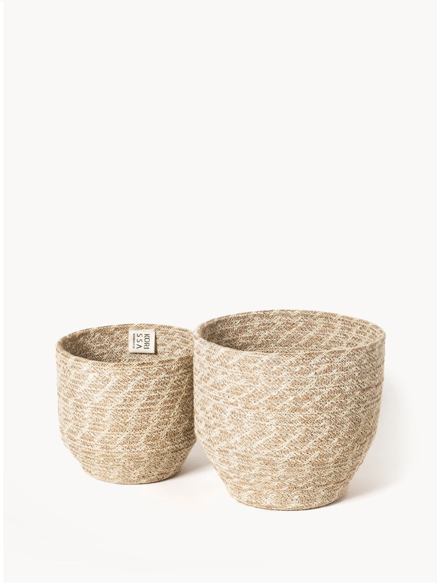 Agora Jute Storage Basket | Herringbone Weave | Small & Large | KORISSA