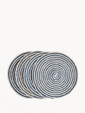 Kata Spiral Placemat | Navy & White | Set of 4 | Braided Jute | KORISSA