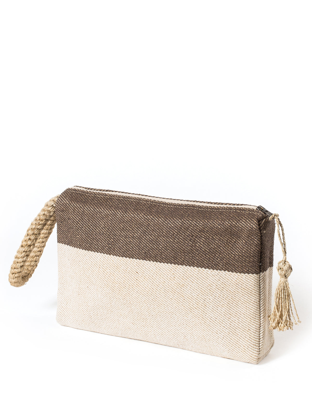 Block A Clutch | Olive & Natural | Cotton Twill | Jute Handle | KORISSA