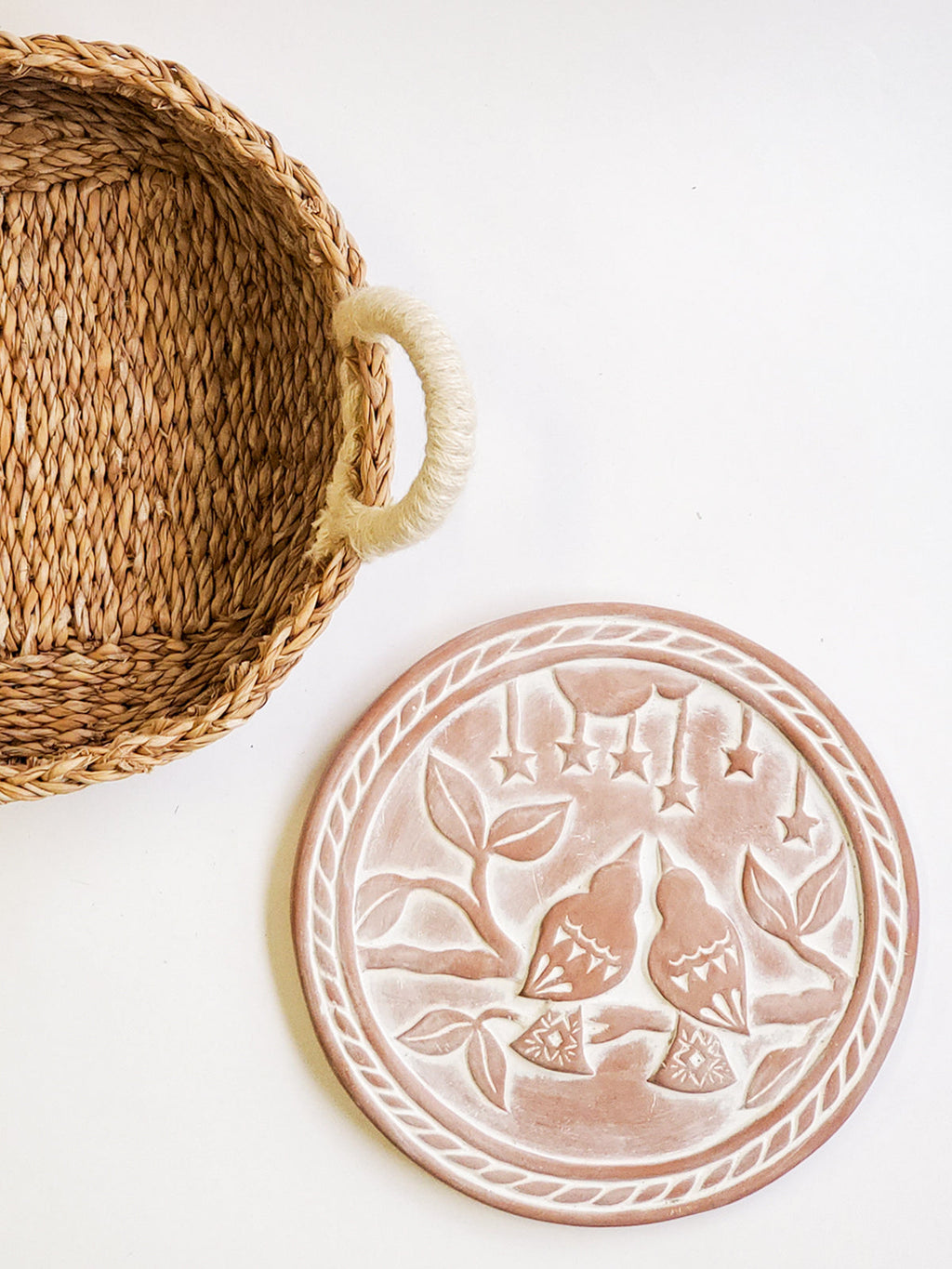 Terracotta Bread Warmer & Seagrass Basket | Lovebirds | KORISSA