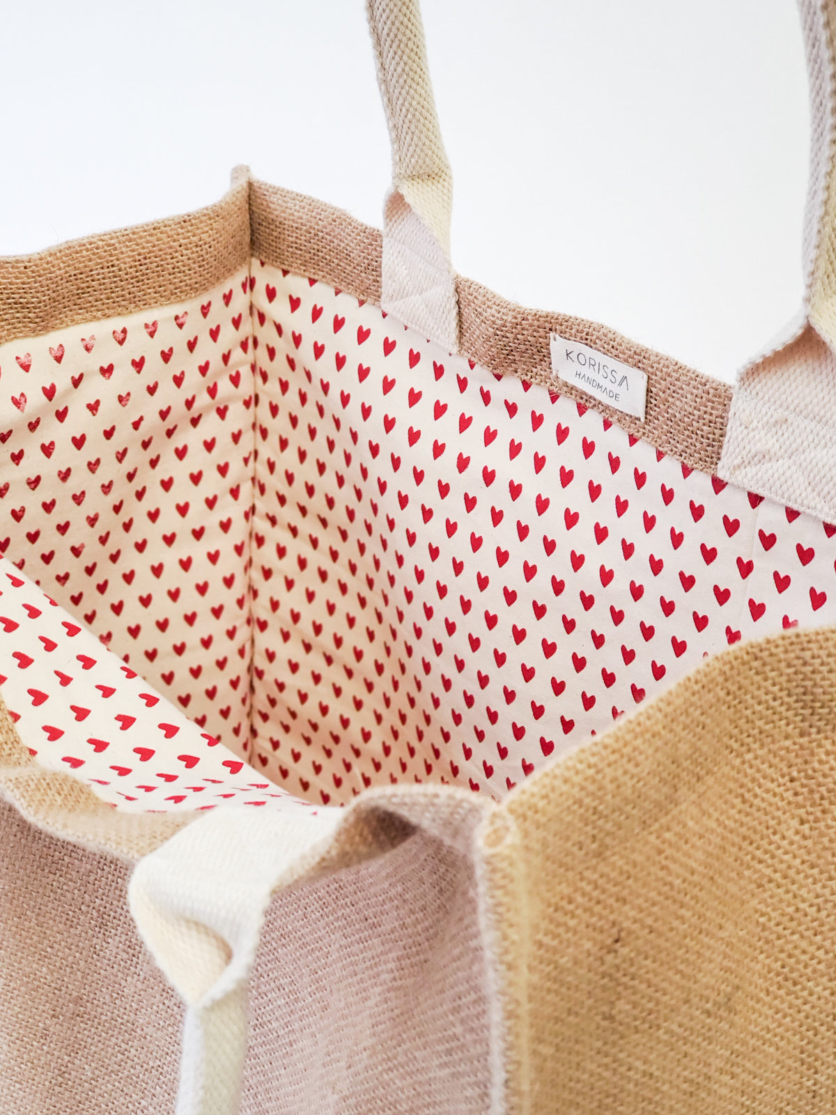 Jute Canvas Gift Bag - Love (L)