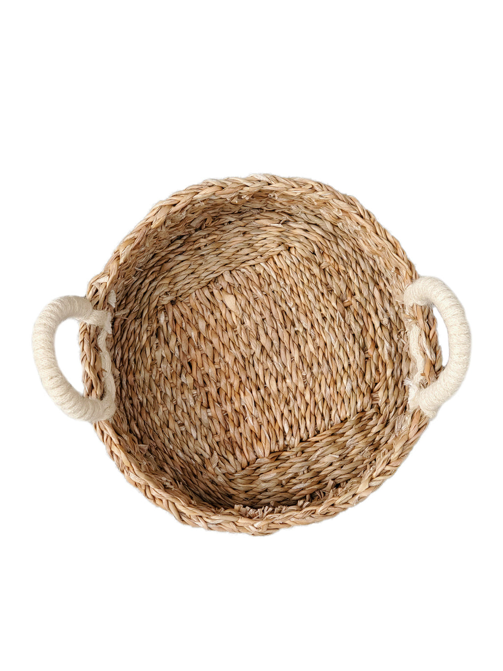 Savar Seagrass Bread Basket | Round | White Cotton Handles | KORISSA