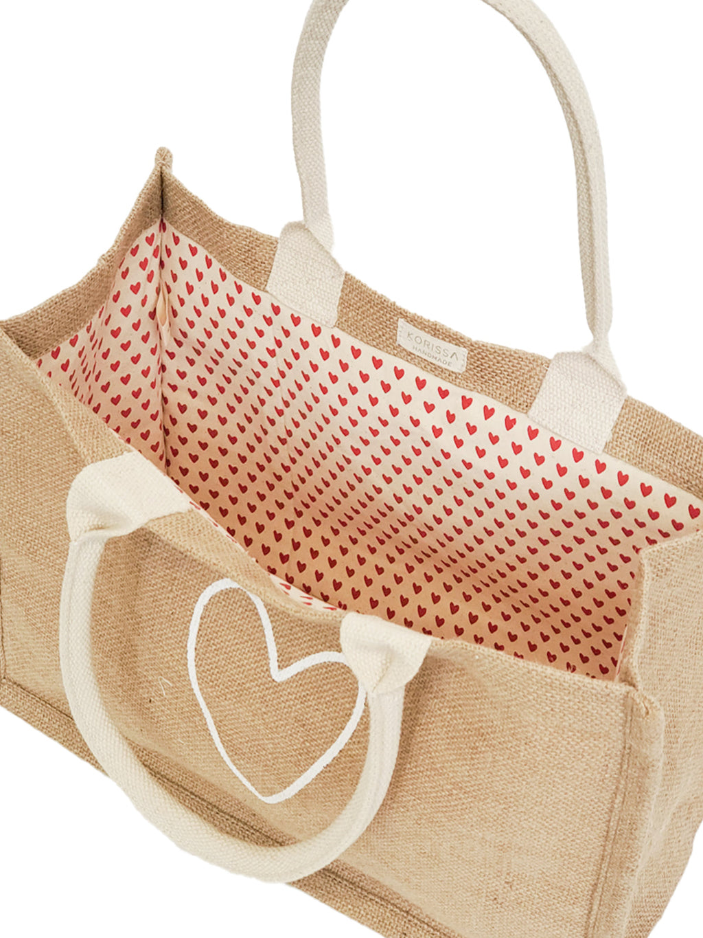 Jute Tote Bag | Love Heart | Medium | KORISSA