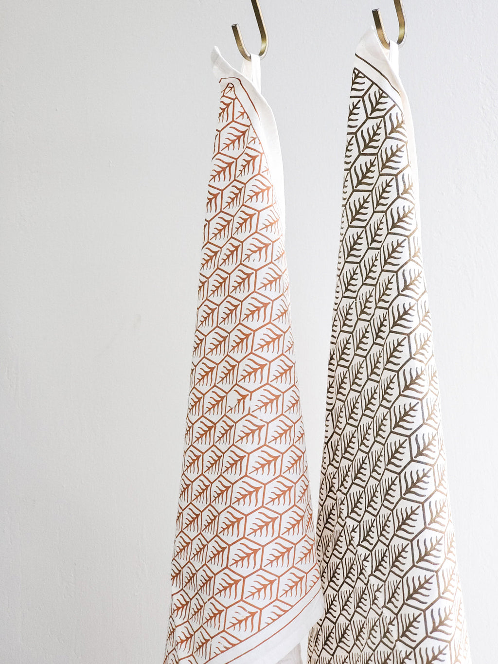 Hand Screen Printed Tea Towel | Geometric Leaf | KORISSA