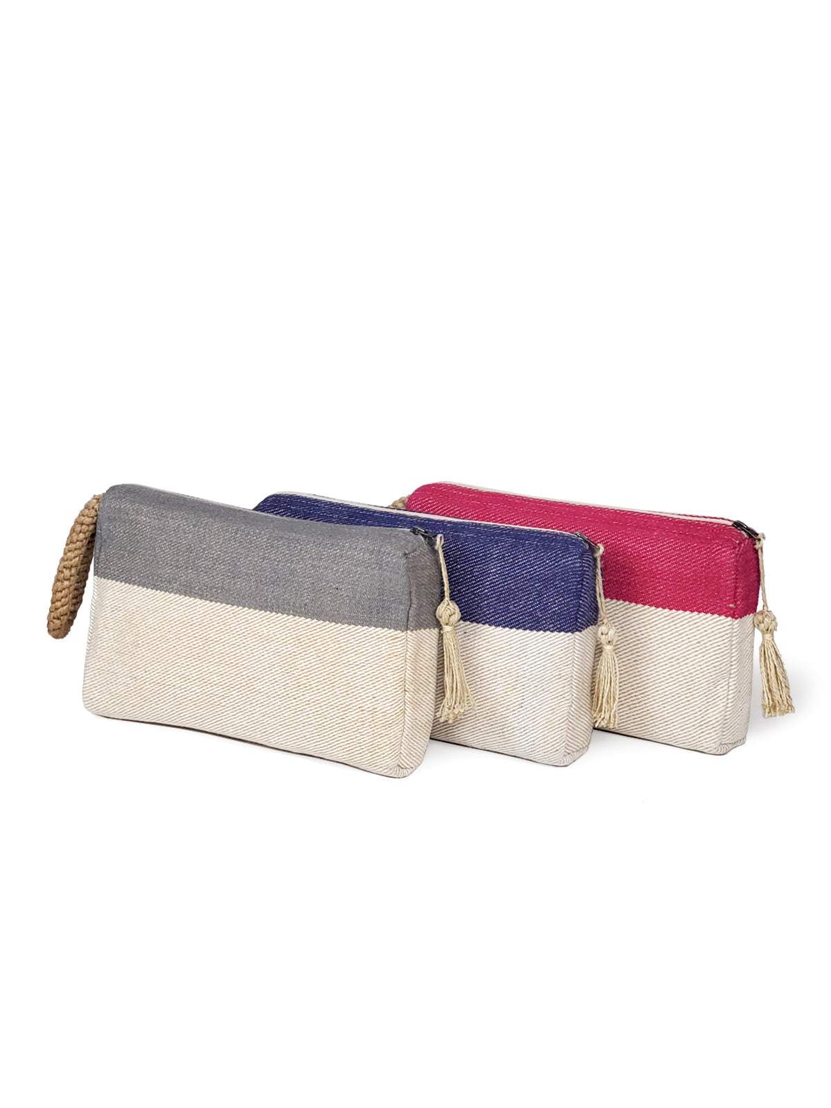 Block-A Clutch | Handwoven Jute-Cotton | Pink-White | Fair Trade | KORISSA