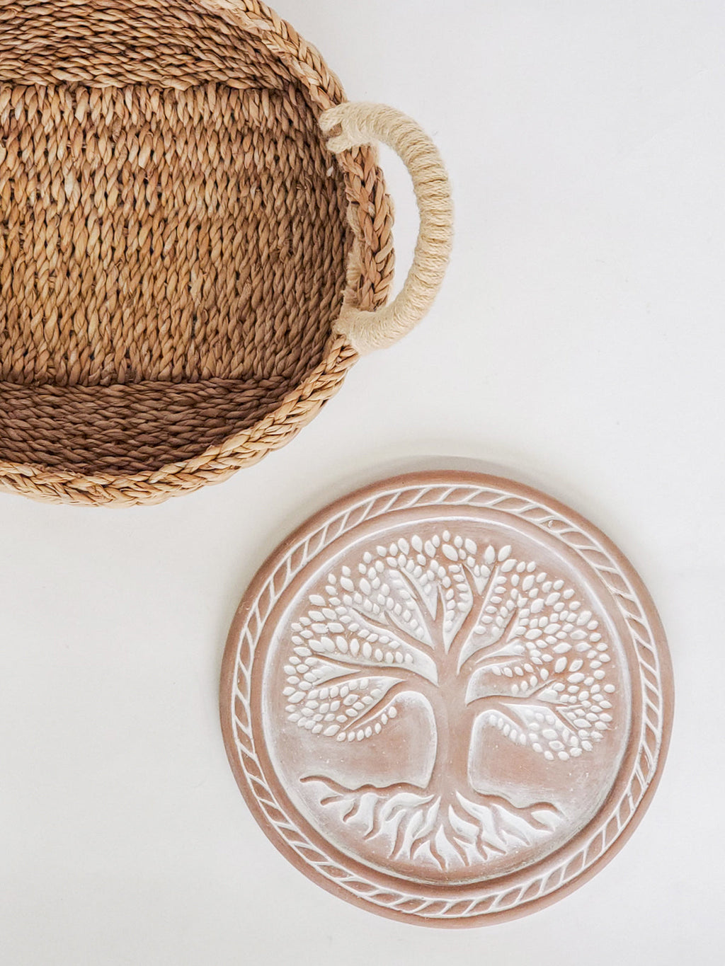 Terracotta Bread Warmer & Seagrass Basket | Tree of Life | KORISSA