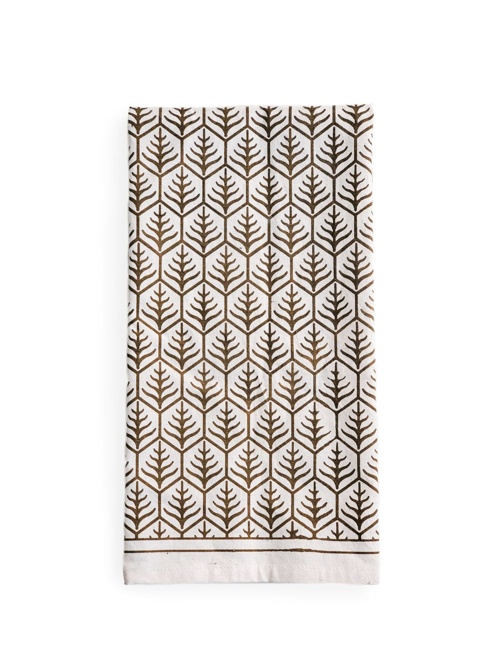 Hand Screen Printed Tea Towel | Geometric Leaf | KORISSA