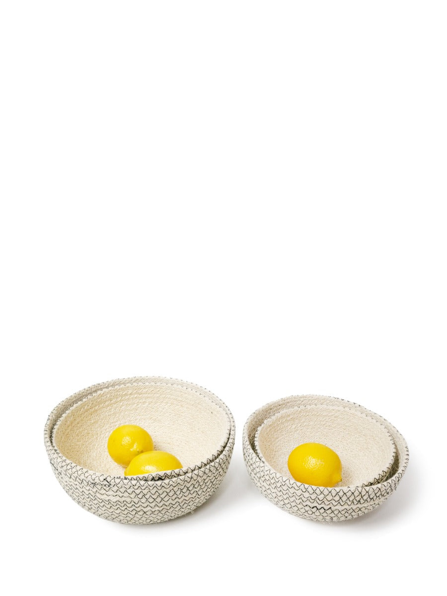 Amari Seagrass Bowl | Black Chevron | Set of 4 | KORISSA