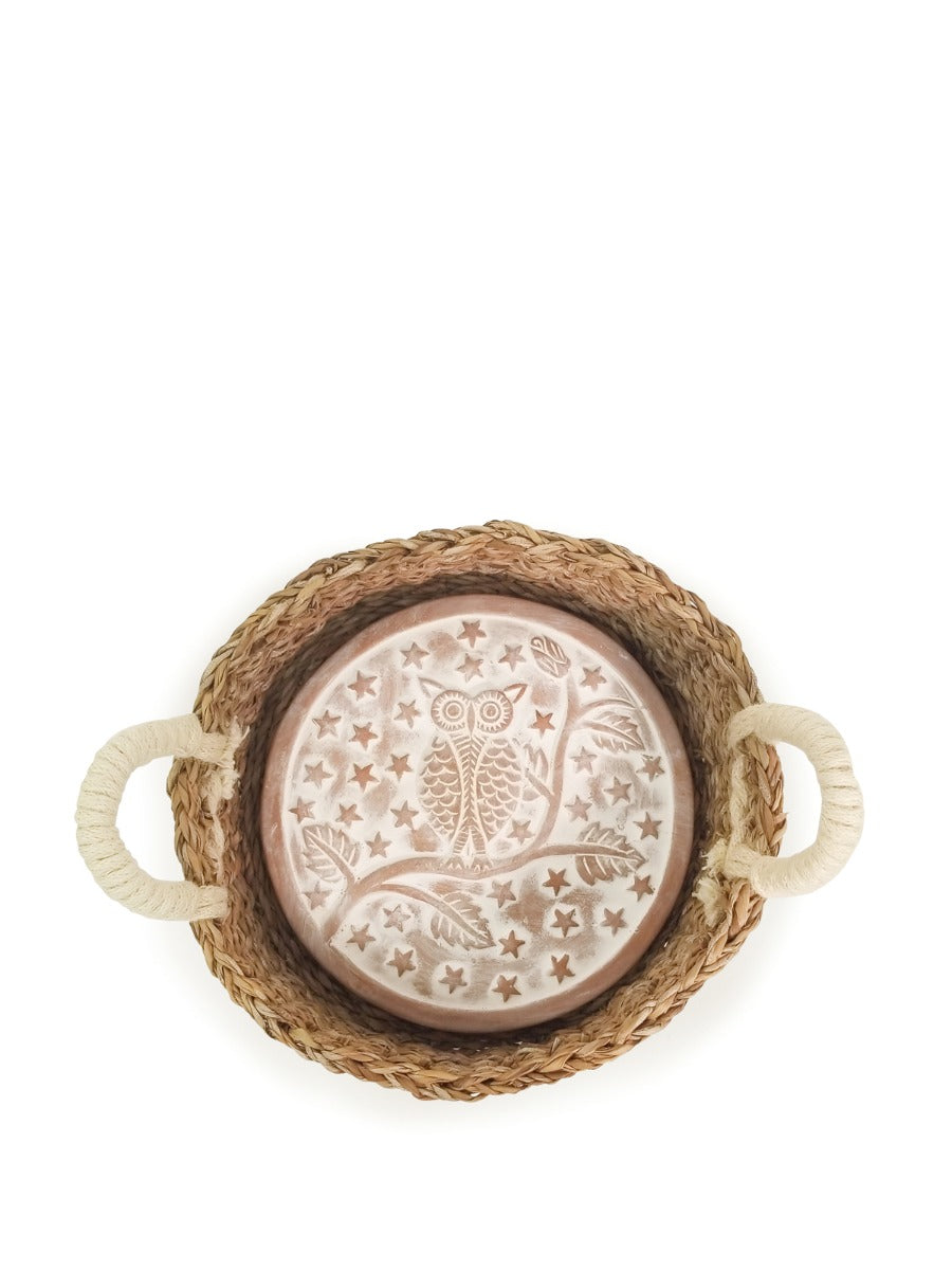 Terracotta Bread Warmer & Seagrass Basket | Owl Round | KORISSA