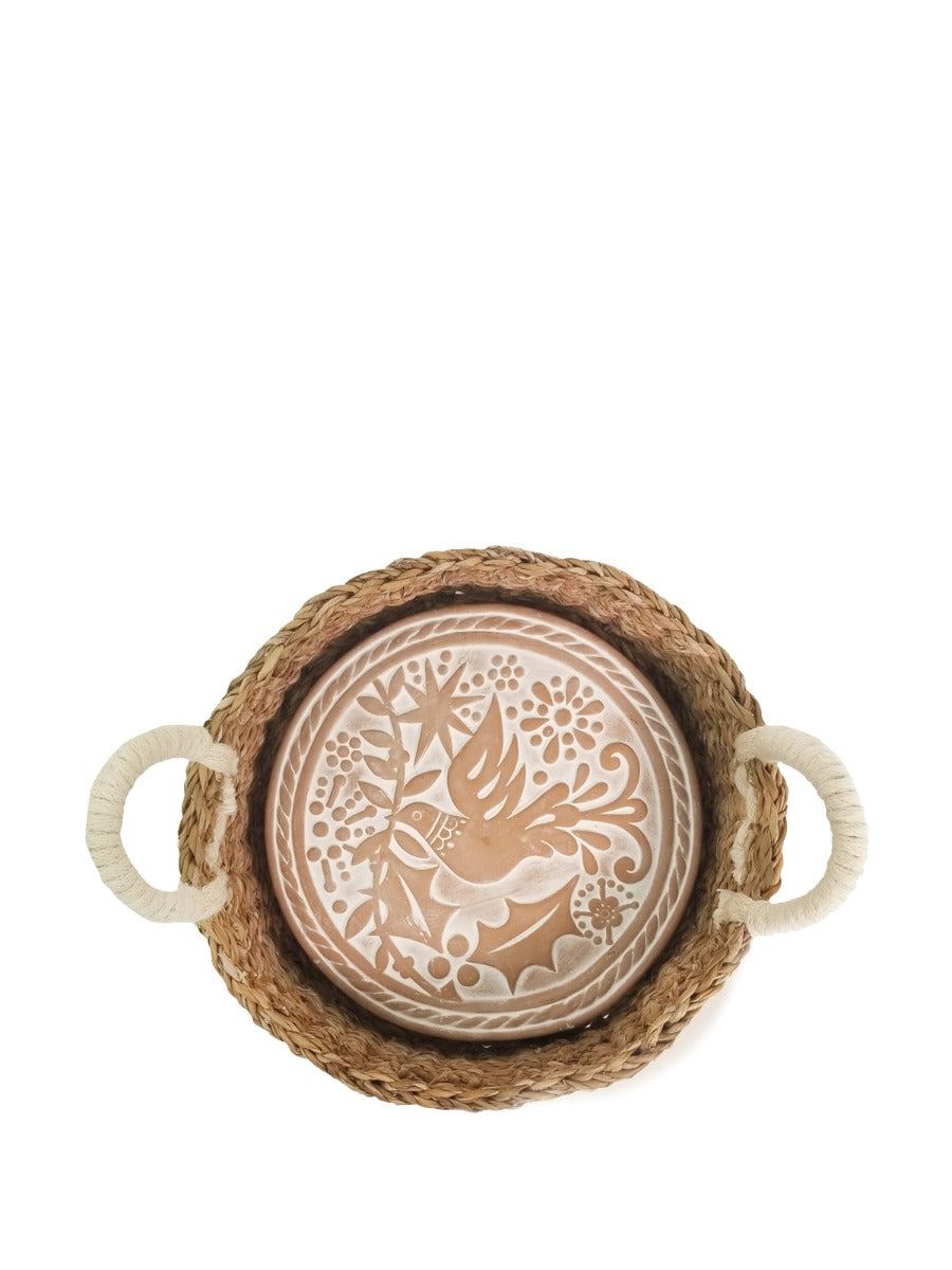 Terracotta Bread Warmer & Seagrass Basket | Dove & Olive Branch | KORISSA