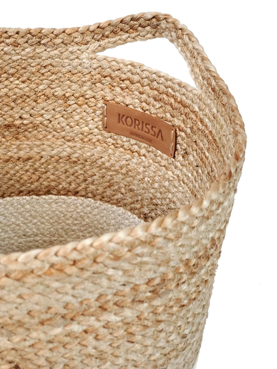 Kata Colorblock Basket | Handwoven Jute Round Basket | Fair Trade | KORISSA