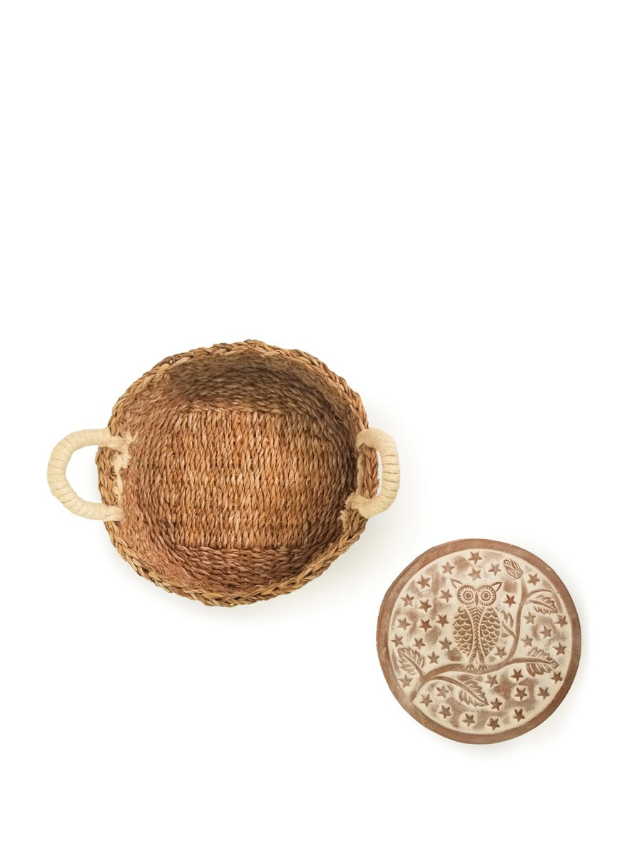 Terracotta Bread Warmer & Seagrass Basket | Owl Round | KORISSA