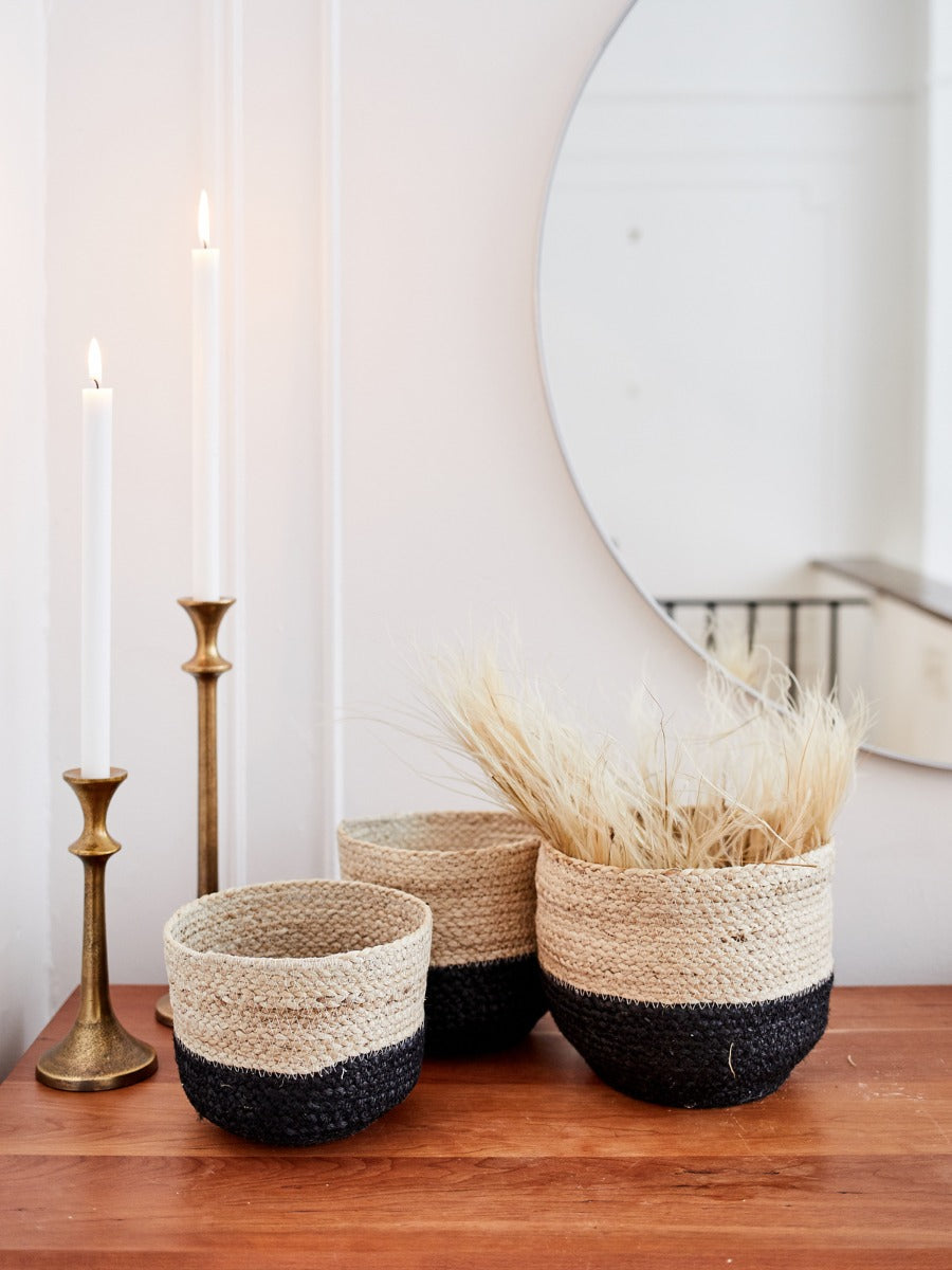 Naiya Jute Basket | Two-Tone Natural + Black | KORISSA