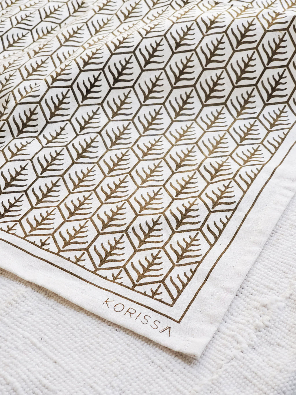 Hand Screen Printed Tea Towel | Geometric Leaf | KORISSA