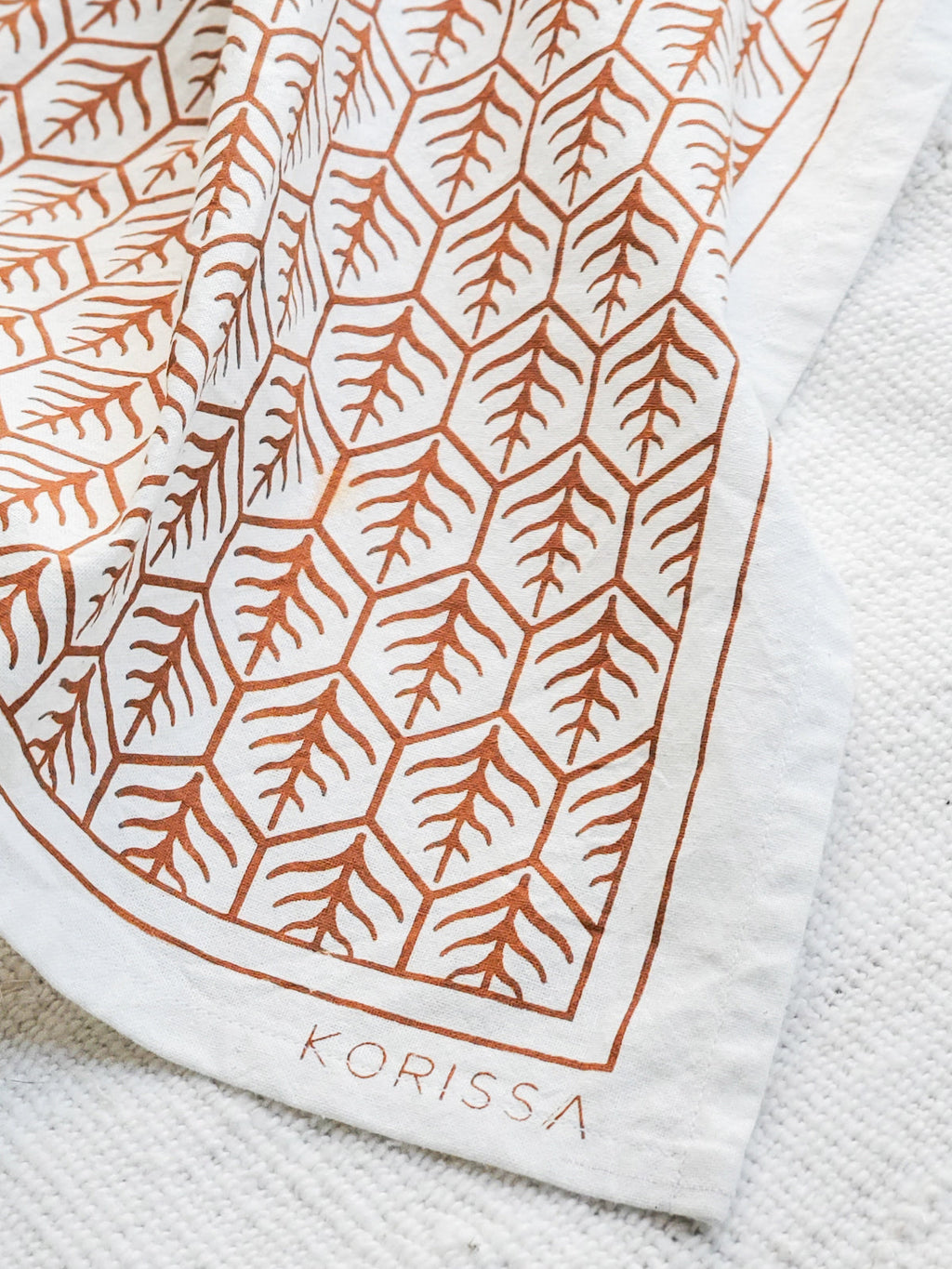 Hand Screen Printed Tea Towel | Geometric Leaf | KORISSA