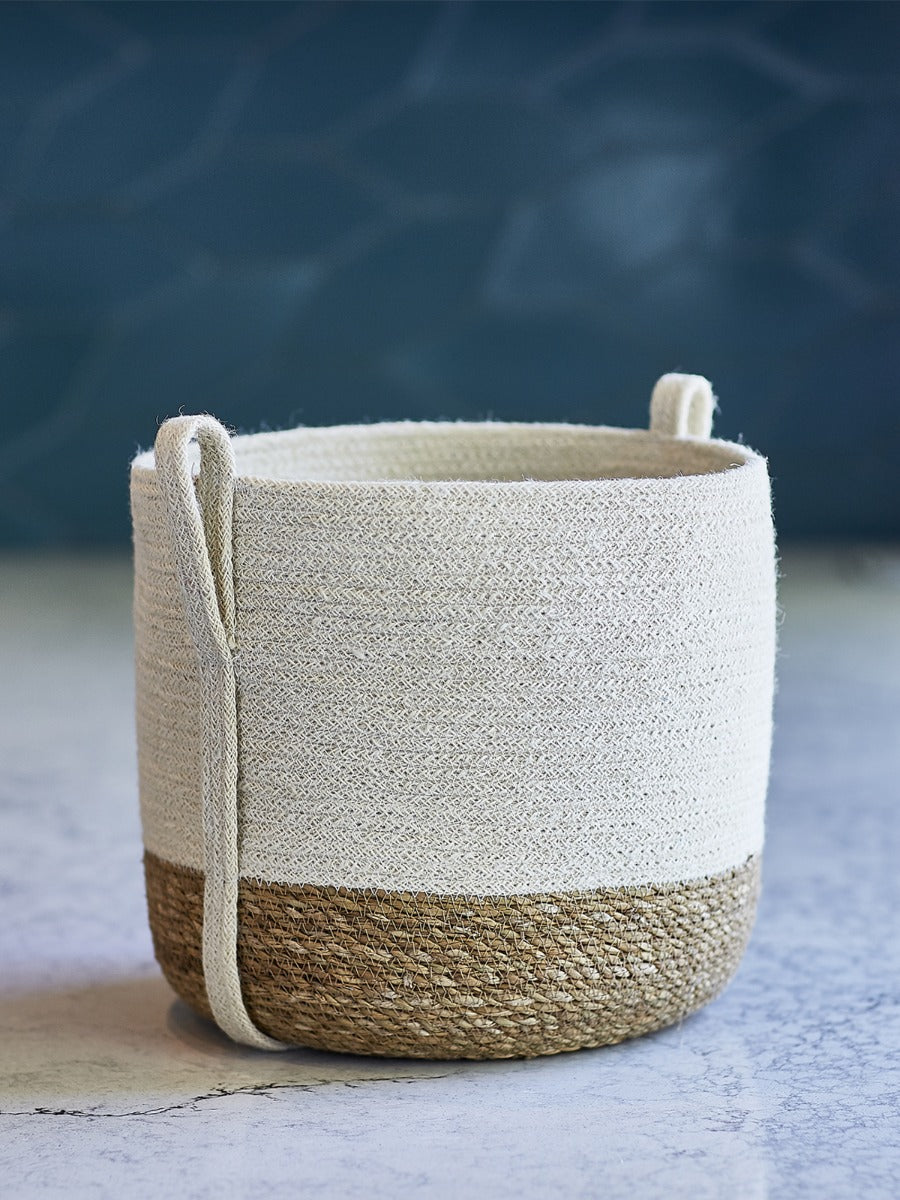 Savar Storage Basket with Side Handles | Jute & Seagrass | KORISSA