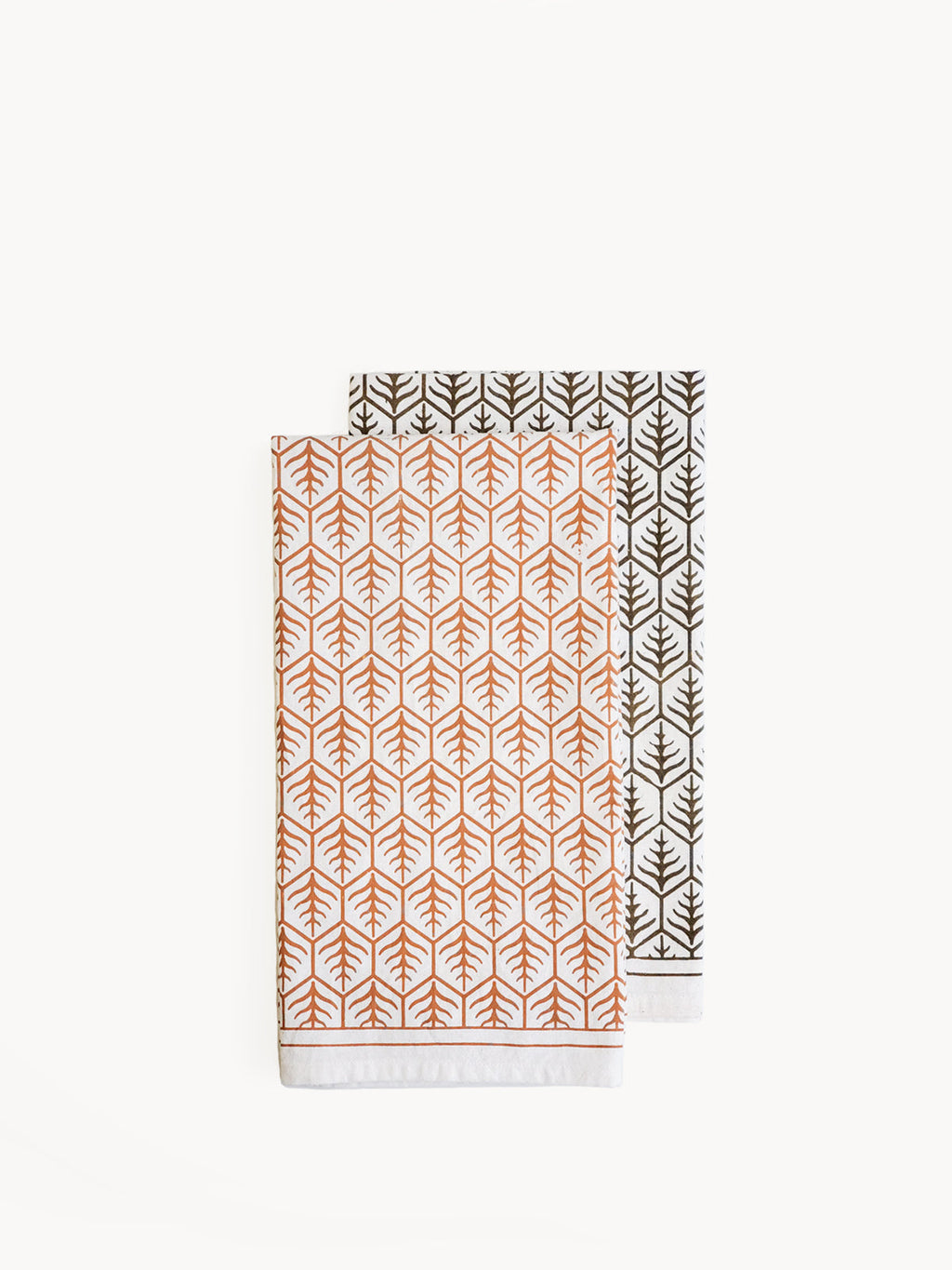 Hand Screen Printed Tea Towel | Geometric Leaf | KORISSA