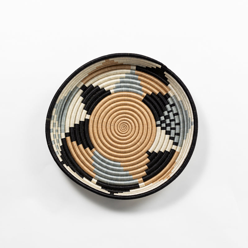 Boutique Diversiform Gray Woven Basket Bowl | Limited Edition | Wall Decor | Azizi Life | Rwanda