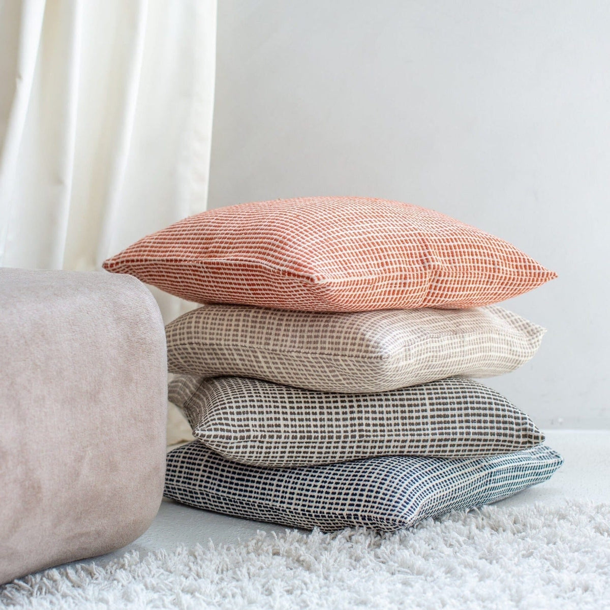 Akobo Woven Cotton Pillow Cover | Stone | With or Without Insert | KORISSA