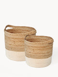 Kata Colorblock Basket | Handwoven Jute Round Basket | Fair Trade | KORISSA