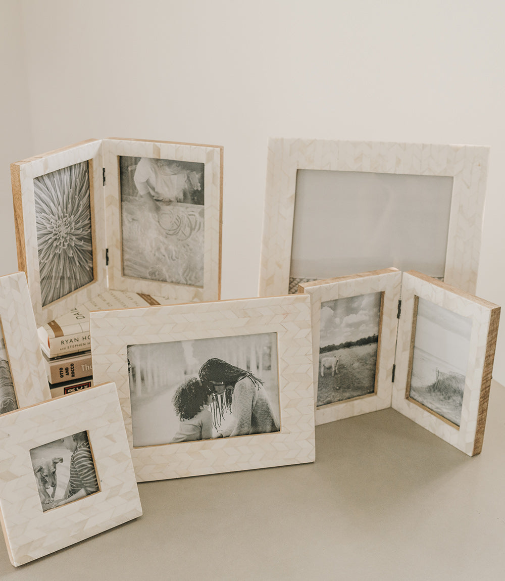 Double Hinged Photo Frame | Bone Inlay | 2×5"×7" | Matr Boomie