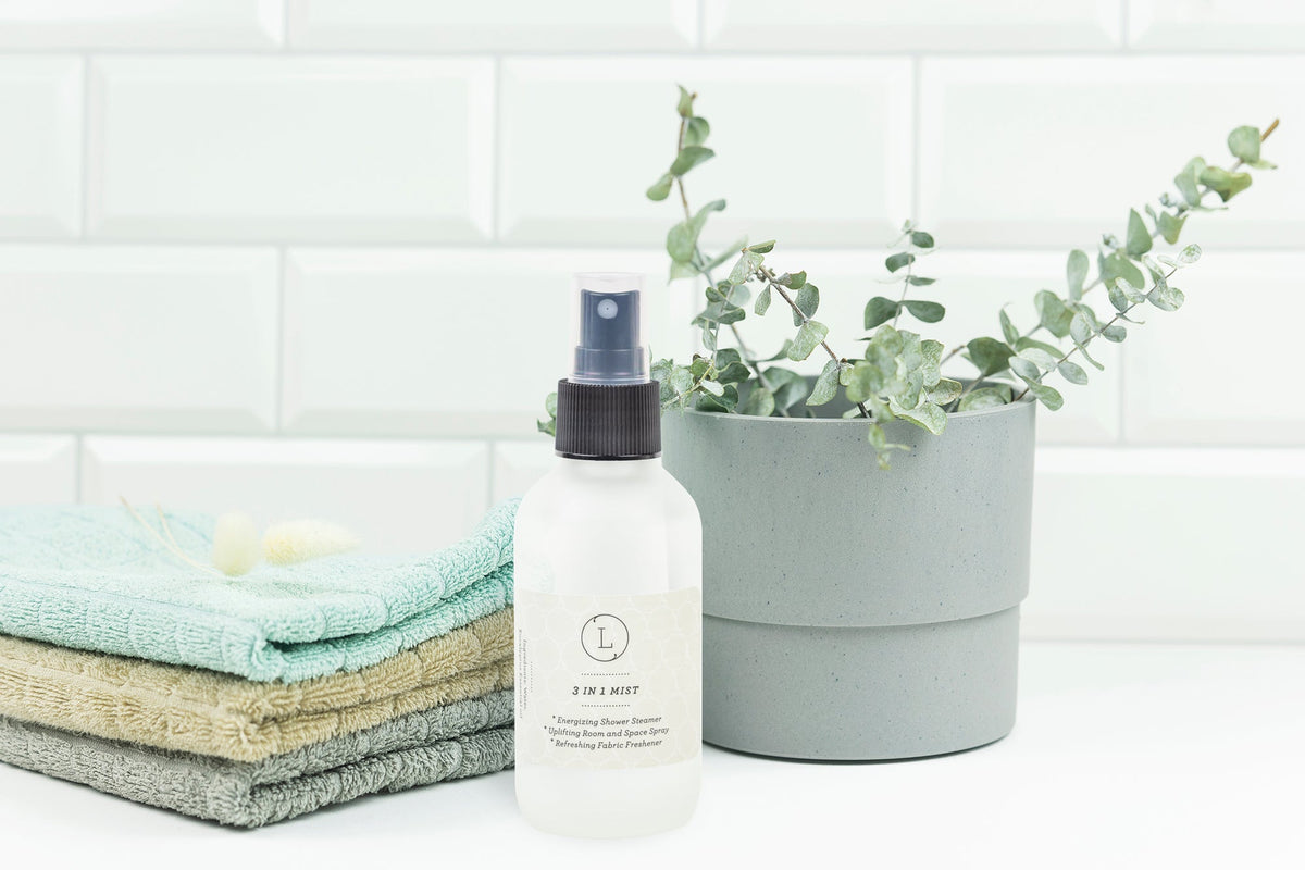 Eucalyptus 3-in-1 Mist Spray | Shower, Room & Fabric | 4oz Frosted Glass