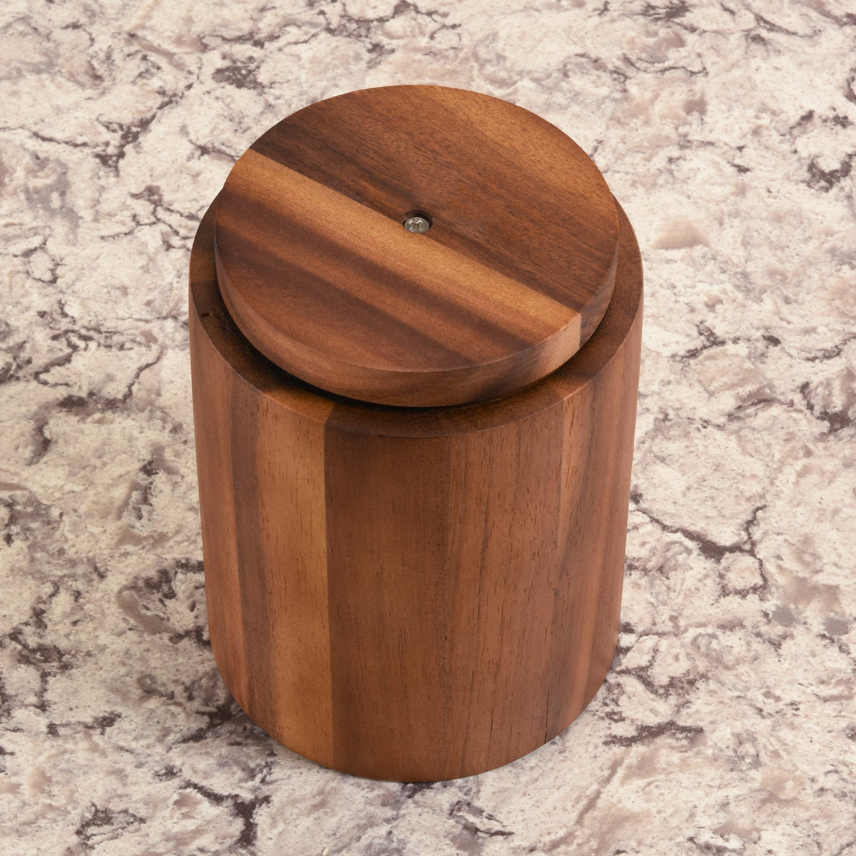 Acacia Wood Utensil Holder | Stave-Built Cylinder | Removable Lid | Medium & Large