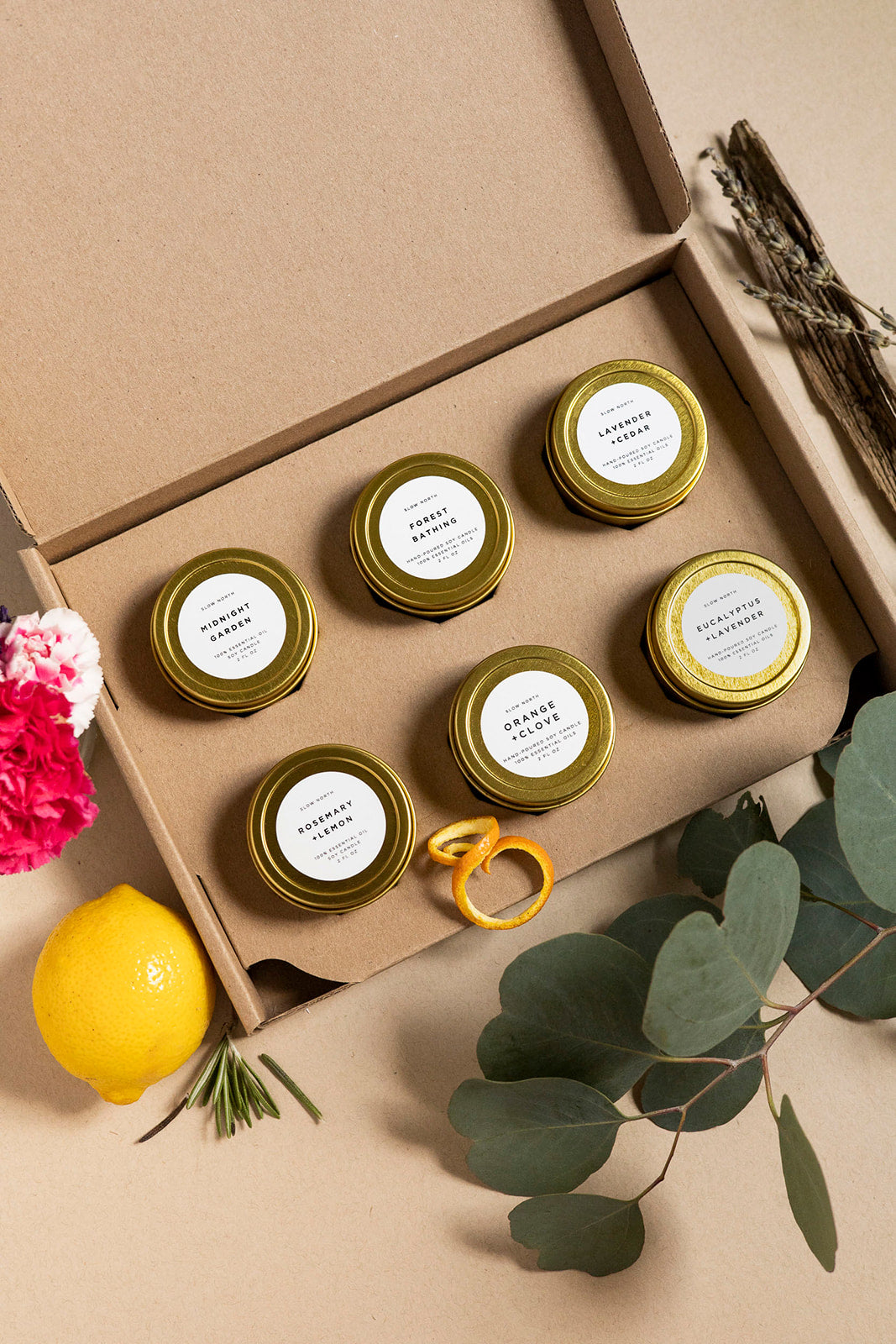 Slow North Favorites Collection | 6-Pack Soy Wax Mini Candles | 100% Essential Oil Scents