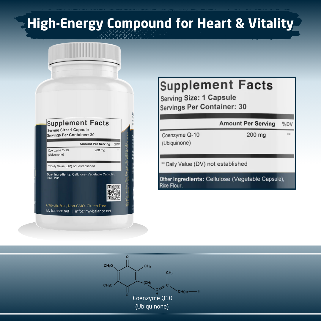 CoQ-10 Ubiquinone 200 mg | 30 Veggie Capsules | My Balance