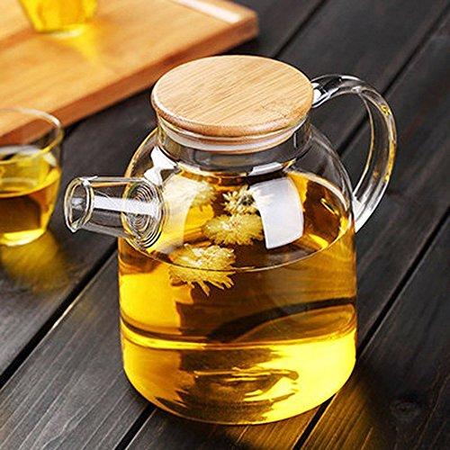 Borosilicate Glass Teapot | 54 oz | Bamboo Lid | Wilmax | Amber, Smoky Grey or Clear