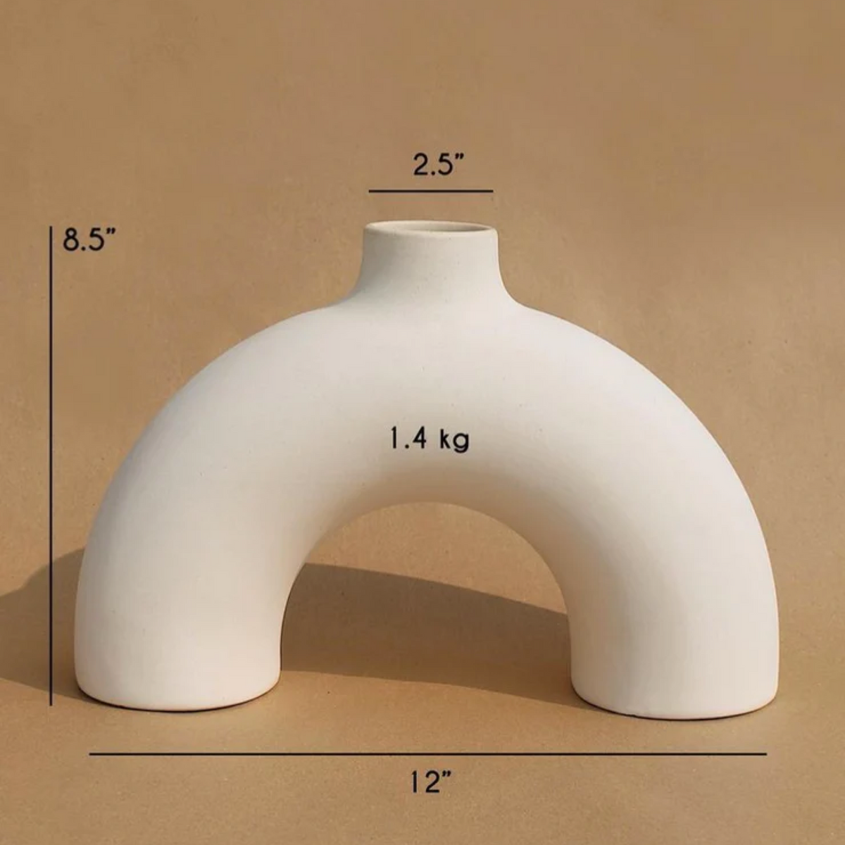 "Half Polo" Arch Ceramic Vase | Sculptural Off-White | Osmos Studio