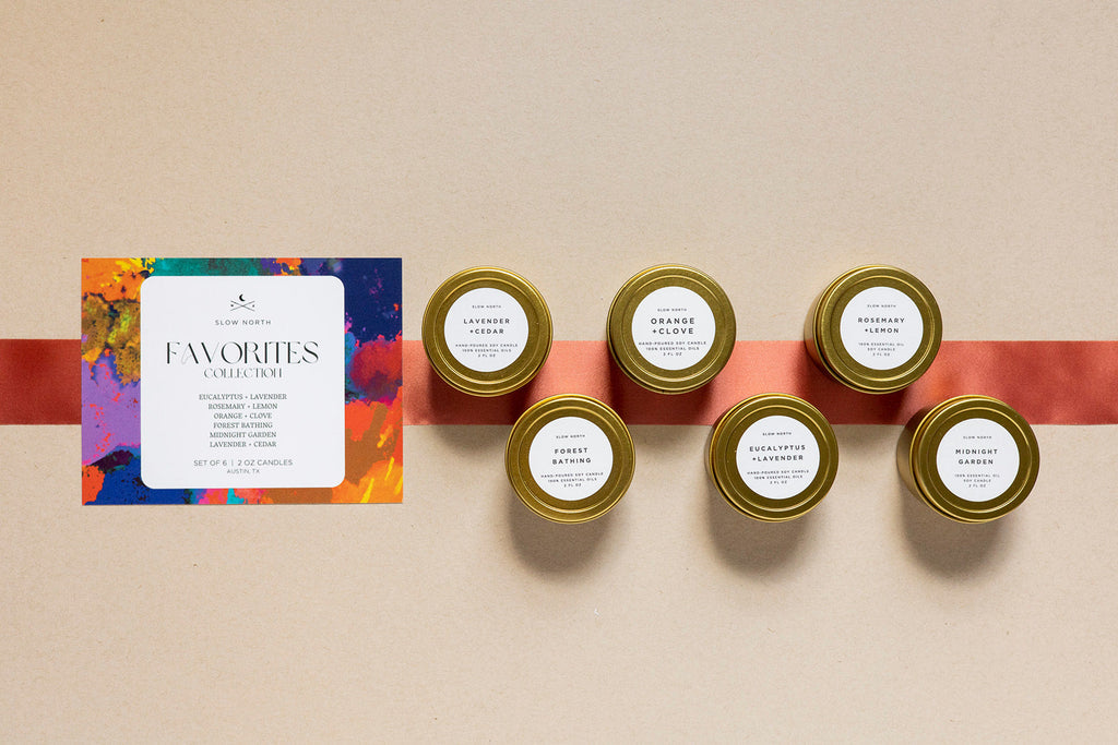 Slow North Favorites Collection | 6-Pack Soy Wax Mini Candles | 100% Essential Oil Scents