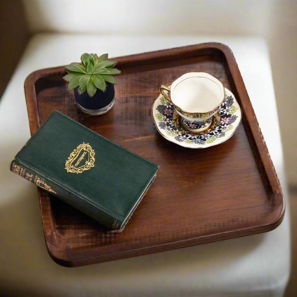 Square Acacia Wood Serving Tray | 15" | Cut-Out Handles | Kalmar Home