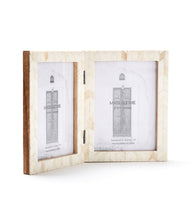 Заредете изображение във визуализатора на галерията – Artemis 5x7 Double Picture Frame - Bone, Fair Trade
