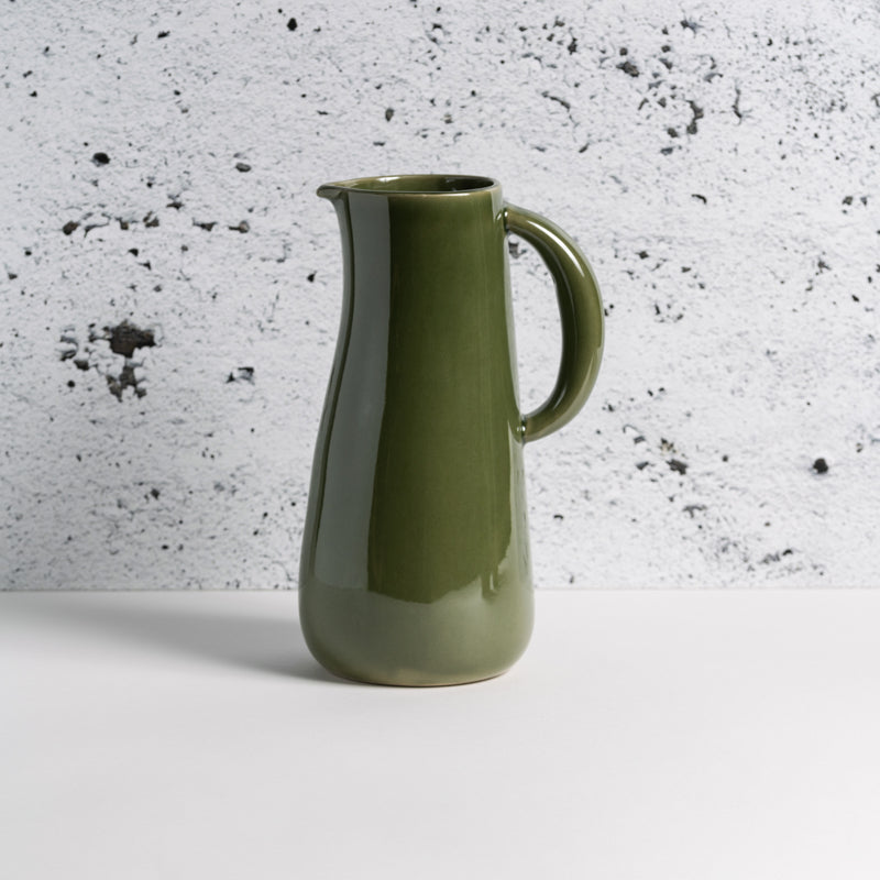 Dadasi Stoneware Jug | Olive Green Glaze | 50 oz | Handmade | Gharyan