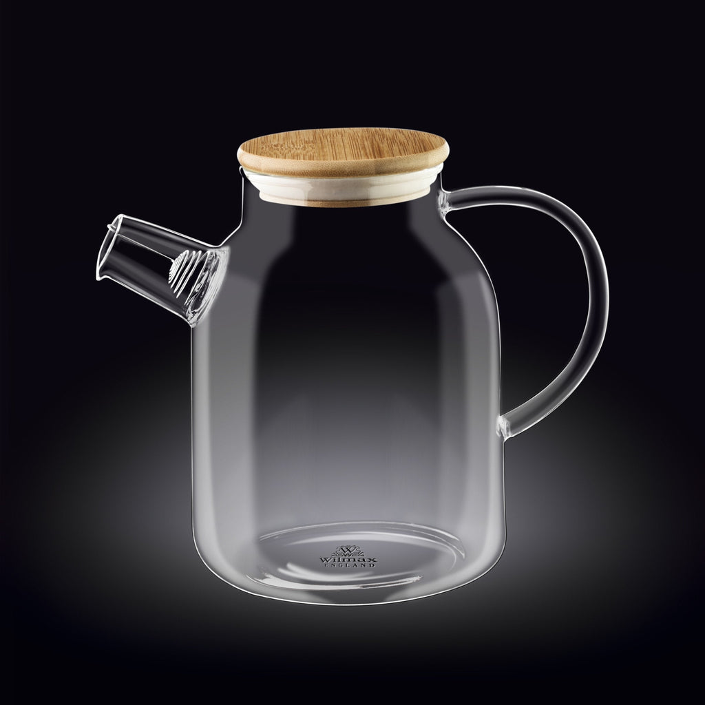 Borosilicate Glass Teapot | 54 oz | Bamboo Lid | Wilmax | Amber, Smoky Grey or Clear