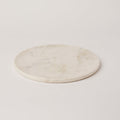 Round White Marble Serving Platter | 12.75" | Hand-Carved | Fleck